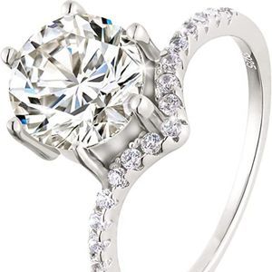 ABSOLUTE Moissanite Rings for Women Engagement Rings for Women 2 Carat Round Cut